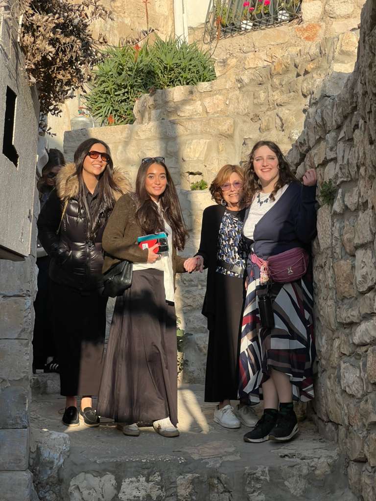 Akiva participants exploring a stone street in Jerusalem